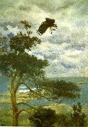 bruno liljefors havsorn med guding som byte vid boet Germany oil painting artist